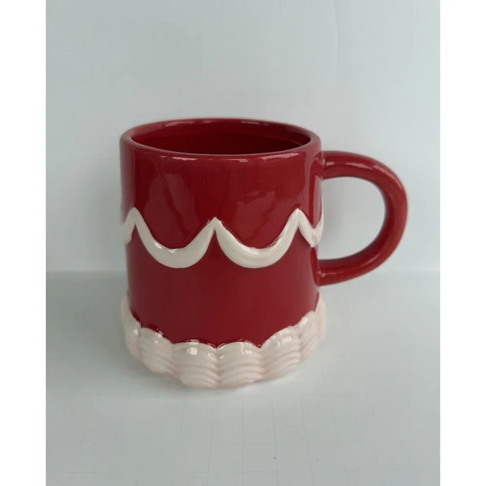 Target Bullseye Playground Valentines Coffee Mug Pink Frosted Cake Red Ceramic